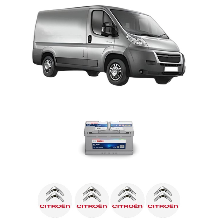 Baterie Acumulator 95 Ah 12 V 800 A CITROEN JUMPER II Van 2.2 BlueHDi 140 din 2019-2023 KW 103 CP 140 CMC 2179, auto, Bosch, 4x Stickere auto cu CITROEN