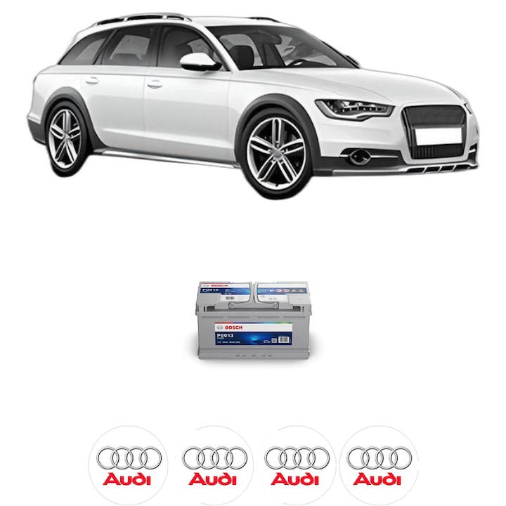 Baterie Acumulator 95 Ah 12 V 800 A AUDI A4 Allroad B8 (8KH) 2.0 TDI quattro din 2009-2016 KW 100 CP 136 CMC 1968, auto, Bosch, 4x Stickere auto cu AUDI