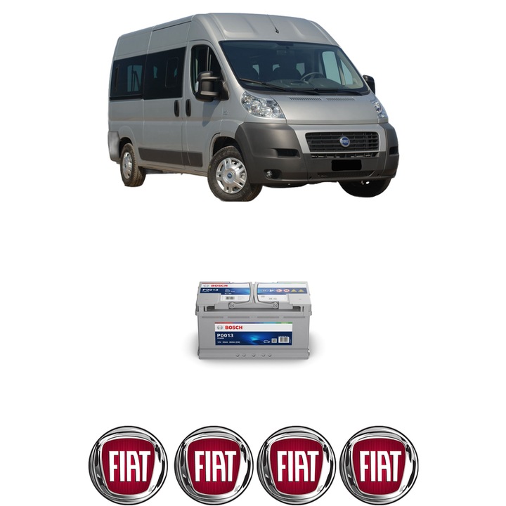 Baterie Acumulator 95 Ah 12 V 800 A FIAT DUCATO Bus (250_) 120 Multijet 2,3 D din 2006-2013 KW 88 CP 120 CMC 2287, auto, Bosch, 4x Stickere auto cu FIAT