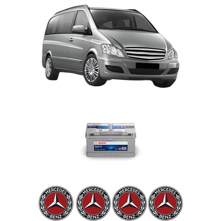Baterie Acumulator 95 Ah 12 V 800 A MERCEDES-BENZ VIANO (W639) CDI 2.2 (639.711, 639.713, 639.811, 639.813, 639.815) din 2003 KW 80 CP 109 CMC 2148, auto, Bosch, 4x Stickere auto cu MERCEDES-BENZ
