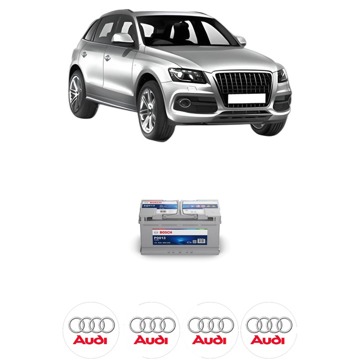 Baterie Acumulator 95 Ah 12 V 800 A AUDI Q5 (8RB) 3.0 TDI quattro din 2008-2017 KW 176 CP 240 CMC 2967, auto, Bosch, 4x Stickere auto cu AUDI