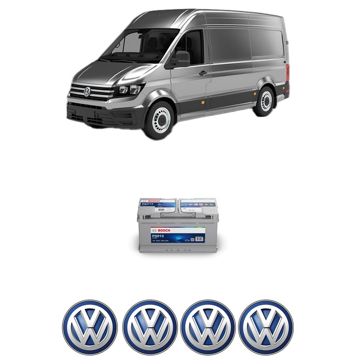 Baterie Acumulator 95 Ah 12 V 800 A Volkswagen CRAFTER Van (SY_, SX_) 2.0 TDI FWD (SYB, SYC, SYD) din 2016-2024 KW 75 CP 102 CMC 1968, auto, Bosch, 4x Stickere auto cu Volkswagen