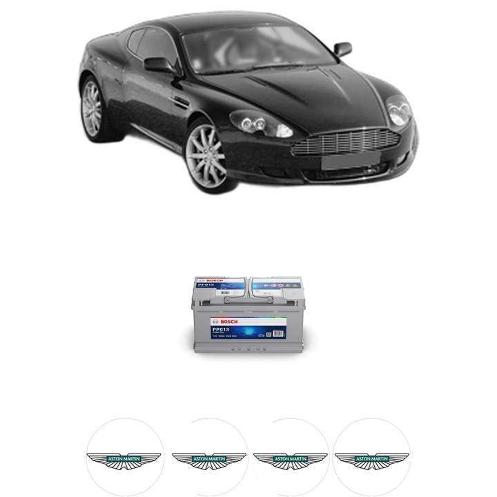 Baterie Acumulator 100 Ah 12 V 830 A ASTON MARTIN DB9 Vantage 6.0 V12 din 2004-2016 KW 331 CP 450 CMC 5935, auto, Bosch, 4x Stickere auto cu ASTON MARTIN
