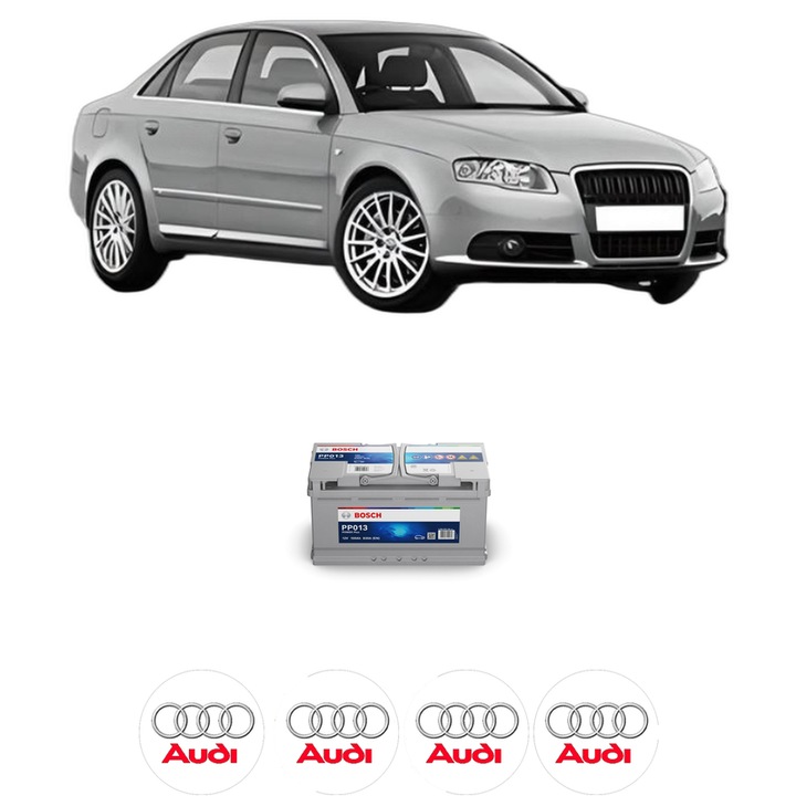 Baterie Acumulator 100 Ah 12 V 830 A AUDI A4 B7 (8EC) 3.0 TDI quattro din 2006-2008 KW 171 CP 233 CMC 2967, auto, Bosch, 4x Stickere auto cu AUDI