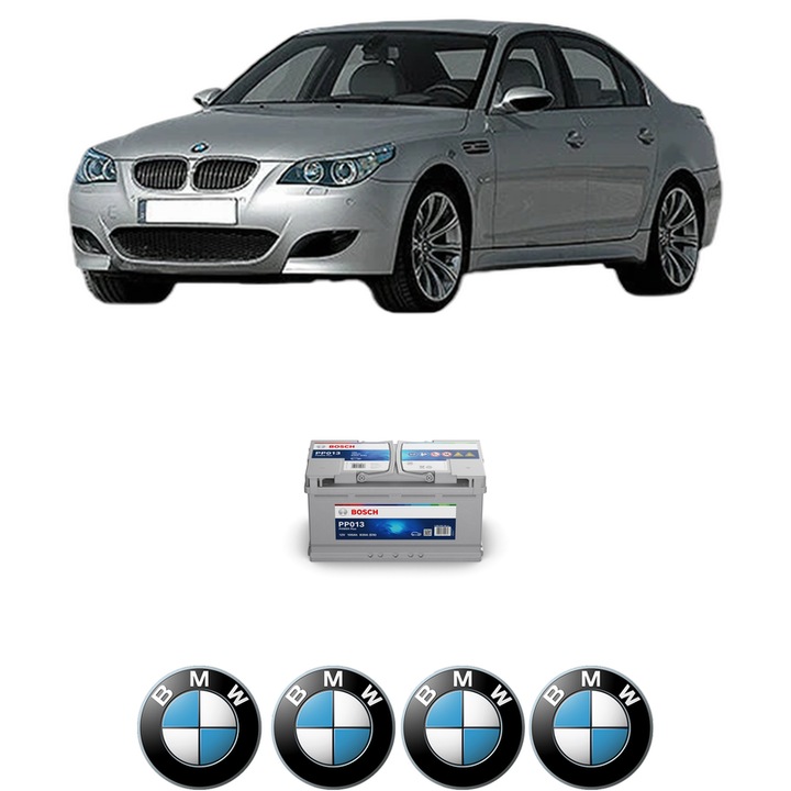 Baterie Acumulator 100 Ah 12 V 830 A BMW Seria 5 (E60) 520 d din 2005-2009 KW 120 CP 163 CMC 1995, auto, Bosch, 4x Stickere auto cu BMW