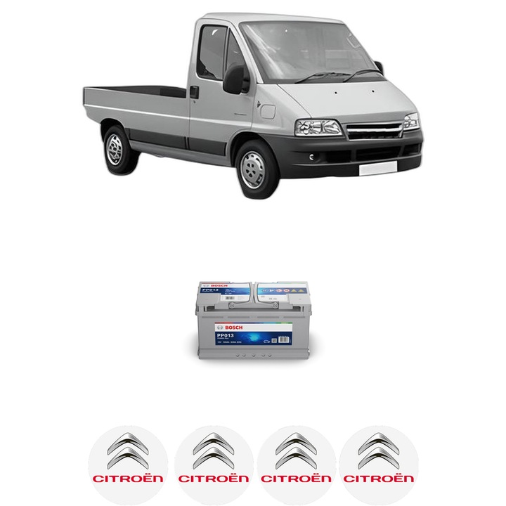 Baterie Acumulator 100 Ah 12 V 830 A CITROEN JUMPER I Platform/Chassis (244) 2.8 HDi din 2004-2006 KW 107 CP 146 CMC 2798, auto, Bosch, 4x Stickere auto cu CITROEN