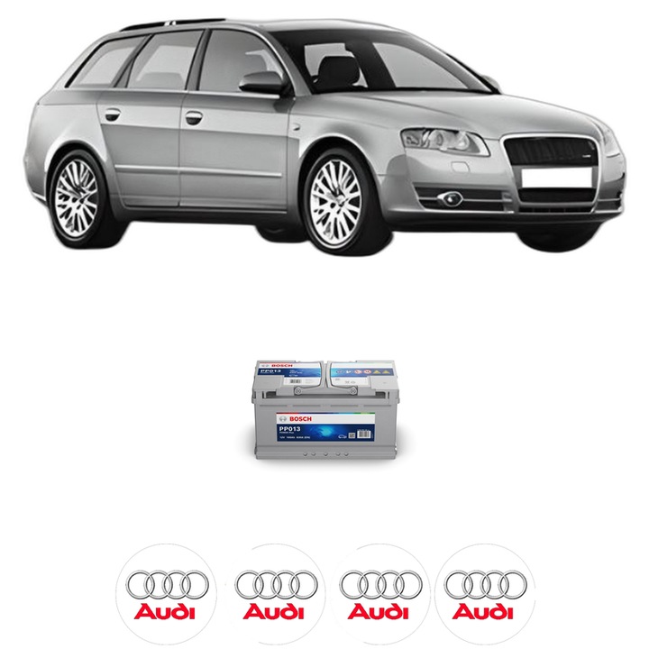 Baterie Acumulator 100 Ah 12 V 830 A AUDI A4 B7 Avant (8ED) 3.0 TDI quattro din 2006-2008 KW 171 CP 233 CMC 2967, auto, Bosch, 4x Stickere auto cu AUDI