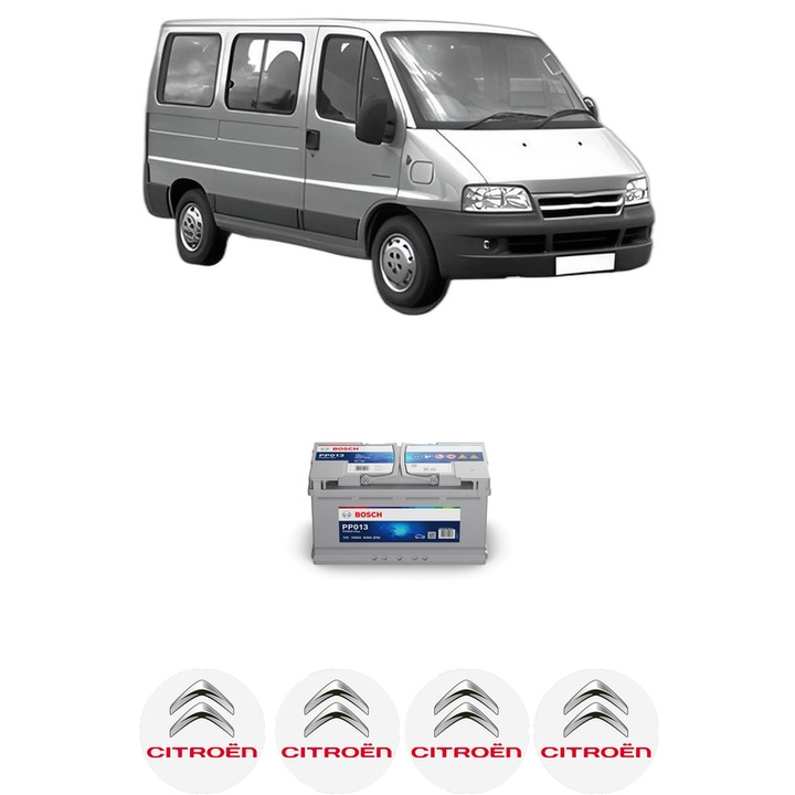 Baterie Acumulator 100 Ah 12 V 830 A CITROEN JUMPER I Bus (244, Z_) 2.2 HDi din 2002-2006 KW 74 CP 101 CMC 2179, auto, Bosch, 4x Stickere auto cu CITROEN