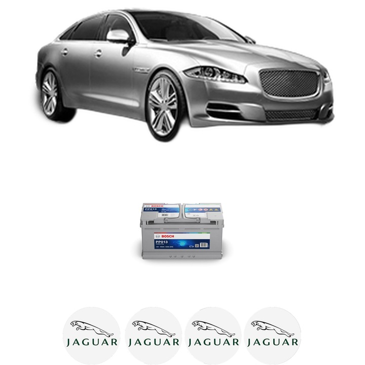 Baterie Acumulator 100 Ah 12 V 830 A JAGUAR XJ (X351) 3.0 SDV6 din 2015-2019 KW 221 CP 300 CMC 2993, auto, Bosch, 4x Stickere auto cu JAGUAR