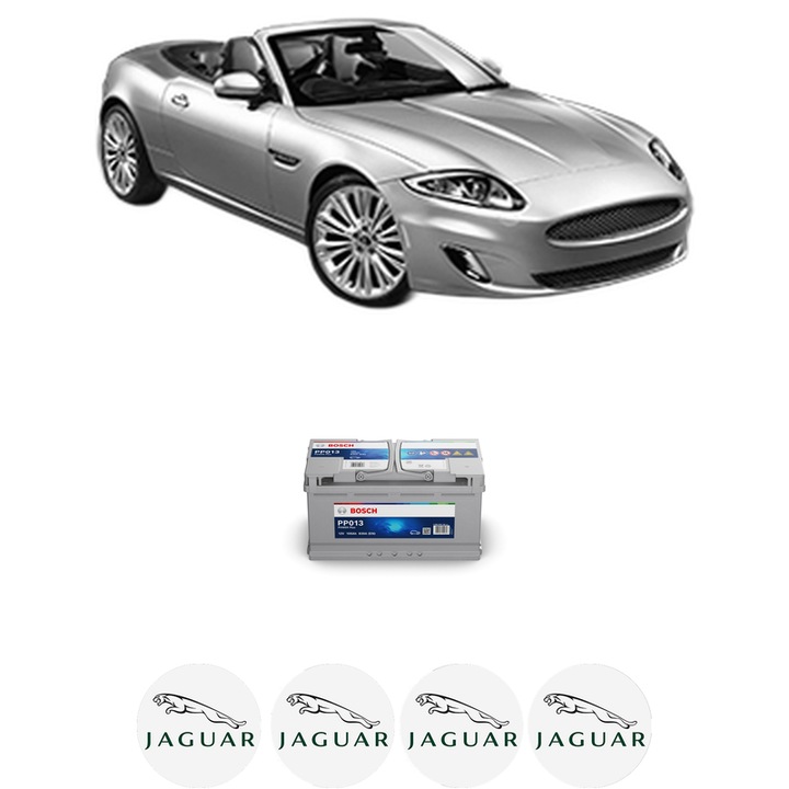 Baterie Acumulator 100 Ah 12 V 830 A JAGUAR XK II Convertible (X150) 5.0 V8 din 2009-2014 KW 283 CP 385 CMC 5000, auto, Bosch, 4x Stickere auto cu JAGUAR