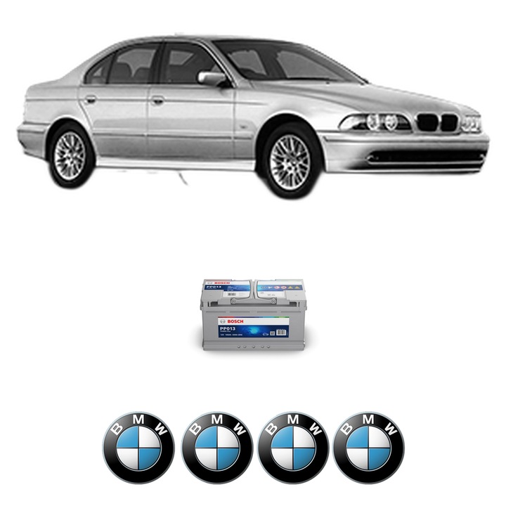 Baterie Acumulator 100 Ah 12 V 830 A BMW Seria 5 (E39) 520 d din 2000-2003 KW 100 CP 136 CMC 1951, auto, Bosch, 4x Stickere auto cu BMW