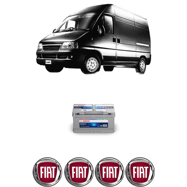 Baterie Acumulator 100 Ah 12 V 830 A FIAT DUCATO Van (244_) 2.3 JTD din 2001-2006 KW 81 CP 110 CMC 2286, auto, Bosch, 4x Stickere auto cu FIAT