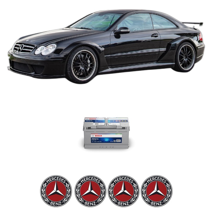 Baterie Acumulator 100 Ah 12 V 830 A MERCEDES-BENZ CLK (C209) CLK 220 CDI (209.308) din 2005-2009 KW 100 CP 136 CMC 2148, auto, Bosch, 4x Stickere auto cu MERCEDES-BENZ
