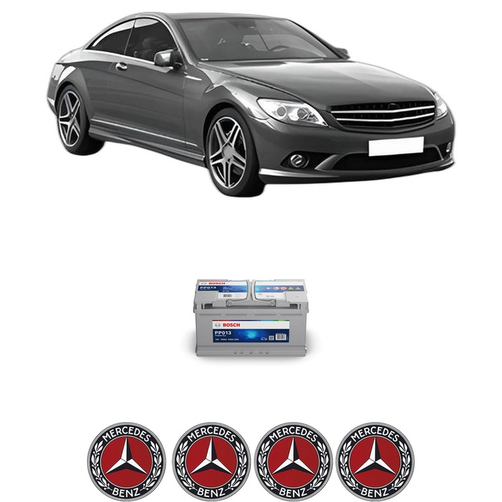 Baterie Acumulator 100 Ah 12 V 830 A MERCEDES-BENZ S-CLASS Coupe (C216) CL 500 4-matic (216.386) din 2008-2013 KW 285 CP 388 CMC 5461, auto, Bosch, 4x Stickere auto cu MERCEDES-BENZ