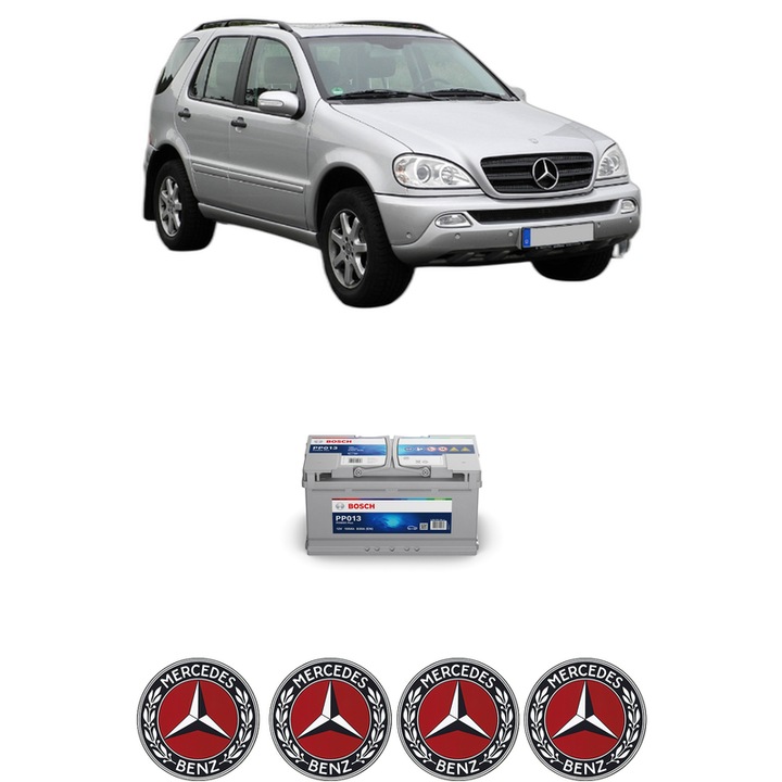 Baterie Acumulator 100 Ah 12 V 830 A MERCEDES-BENZ M-CLASS (W163) ML 350 (163.157) din 2002-2005 KW 180 CP 245 CMC 3724, auto, Bosch, 4x Stickere auto cu MERCEDES-BENZ