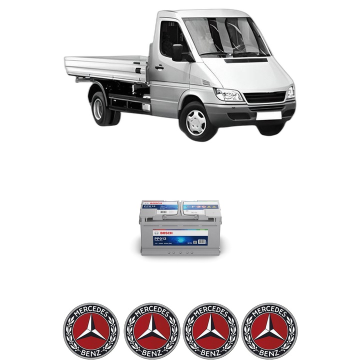 Baterie Acumulator 100 Ah 12 V 830 A MERCEDES-BENZ SPRINTER 3-t Platform/Chassis (B903) 313 CDI 4x4 (903.612, 903.613, 903.622, 903.623) din 2000-2006 KW 95 CP 129 CMC 2148, auto, Bosch, 4x Stickere auto cu MERCEDES-BENZ