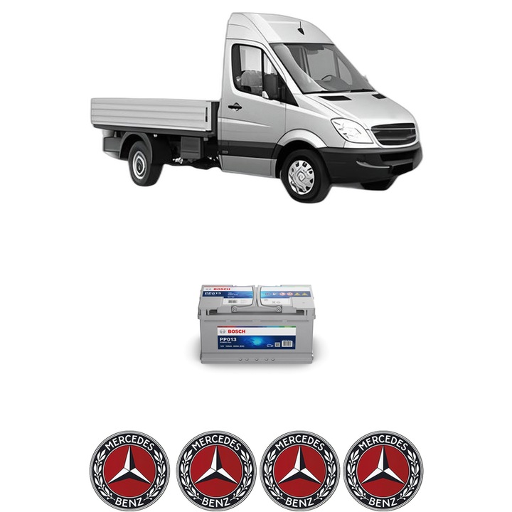 Baterie Acumulator 100 Ah 12 V 830 A MERCEDES-BENZ SPRINTER 5-t Platform/Chassis (B906) 514 CDI 4x4 (906.153, 906.155, 906.253, 906.255) din 2016-2018 KW 105 CP 143 CMC 2143, auto, Bosch, 4x Stickere auto cu MERCEDES-BENZ
