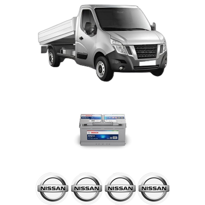 Baterie Acumulator 100 Ah 12 V 830 A NISSAN NV400 Platform/Chassis (X62, X62B) dCi 150 RWD din 2014-2016 KW 110 CP 150 CMC 2299, auto, Bosch, 4x Stickere auto cu NISSAN