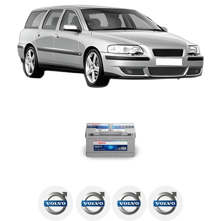 Baterie Acumulator 100 Ah 12 V 830 A VOLVO V70 II (285) 2.5 T din 2001-2007 KW 154 CP 209 CMC 2521, auto, Bosch, 4x Stickere auto cu VOLVO