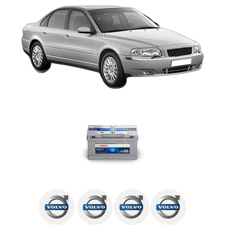 Baterie Acumulator 100 Ah 12 V 830 A VOLVO S80 I (184) D5 din 2001-2006 KW 120 CP 163 CMC 2401, auto, Bosch, 4x Stickere auto cu VOLVO