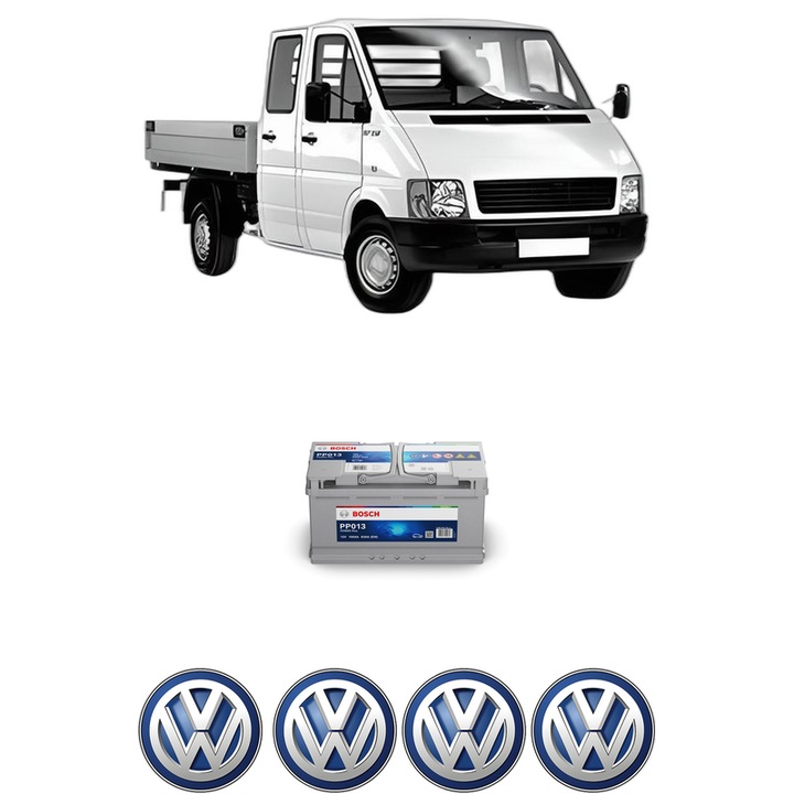 Baterie Acumulator 100 Ah 12 V 830 A Volkswagen LT 28-46 II Platform/Chassis (2DC, 2DF, 2DG, 2DL, 2DM) 2.5 TDI din 2001-2006 KW 70 CP 95 CMC 2461, auto, Bosch, 4x Stickere auto cu Volkswagen