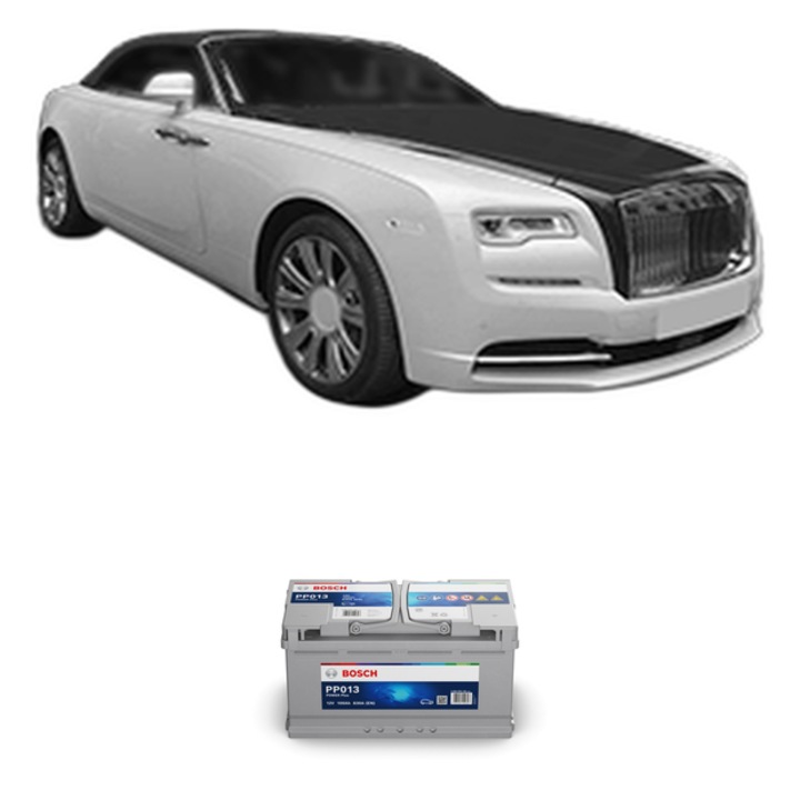 Baterie Acumulator 100 Ah 12 V 830 A ROLLS-ROYCE DAWN (RR6) V12 din 2016 KW 420 CP 571 CMC 6592, auto, Bosch, 4x Stickere auto cu ROLLS-ROYCE