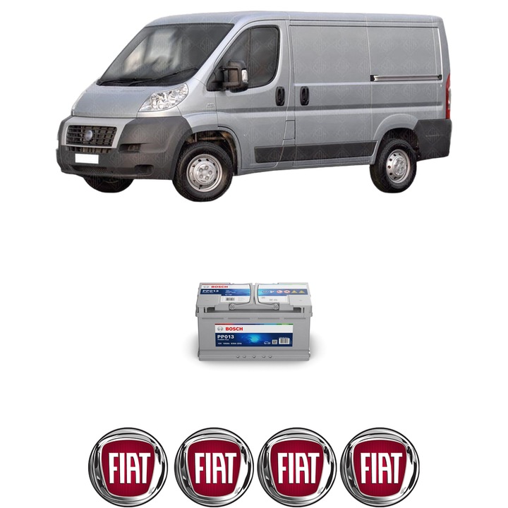 Baterie Acumulator 100 Ah 12 V 830 A FIAT DUCATO Van (250_) 110 Multijet 2,3 D din 2014 KW 82 CP 111 CMC 2287, auto, Bosch, 4x Stickere auto cu FIAT