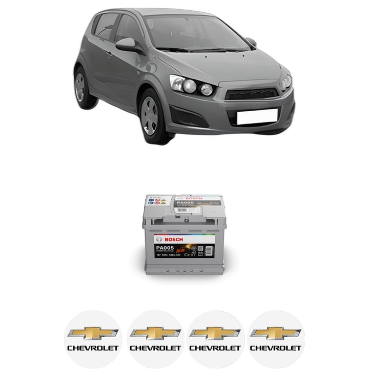 Baterie Acumulator 60 Ah 12 V 680 A CHEVROLET AVEO Hatchback (T300) 1.2 din 2011 KW 51 CP 69 CMC 1229, auto, Bosch, 4x Stickere auto cu CHEVROLET