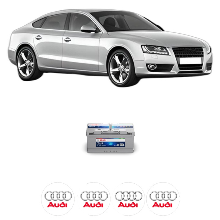 Baterie Acumulator 110 Ah 12 V 950 A AUDI A5 Sportback (8TA) 3.0 TDI quattro din 2009-2012 KW 176 CP 240 CMC 2967, auto, Bosch, 4x Stickere auto cu AUDI