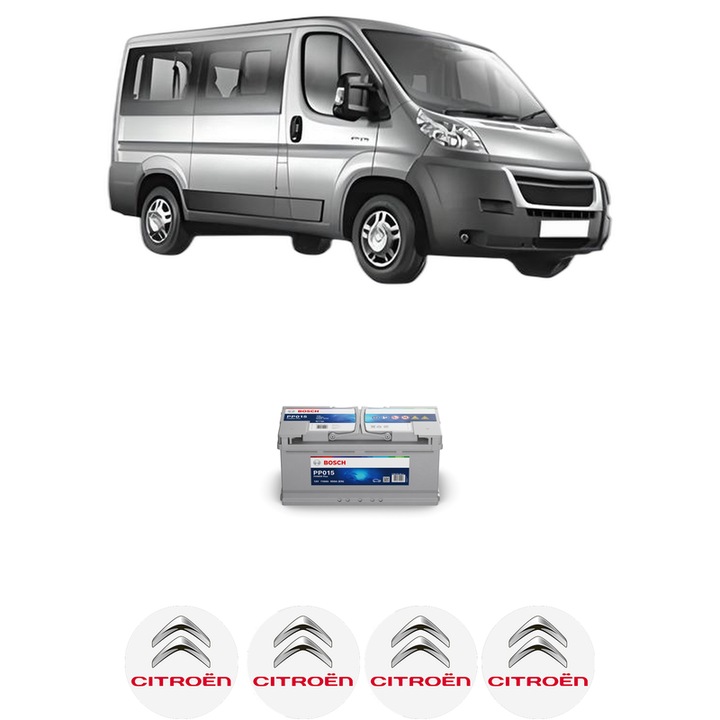 Baterie Acumulator 110 Ah 12 V 950 A CITROEN JUMPER II Bus 2.0 BlueHDi 160 din 2015-2019 KW 120 CP 163 CMC 1997, auto, Bosch, 4x Stickere auto cu CITROEN