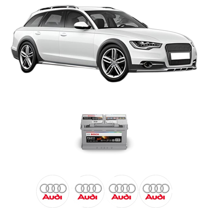 Baterie Acumulator 80 Ah 12 V 800 A AUDI A4 Allroad B8 (8KH) 3.0 TDI quattro din 2012-2016 KW 180 CP 245 CMC 2967, auto, Bosch, 4x Stickere auto cu AUDI