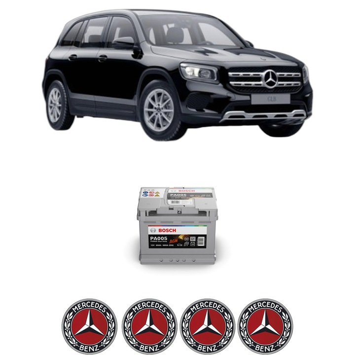 Baterie Acumulator 60 Ah 12 V 680 A MERCEDES-BENZ GLB (X247) GLB 180 (247.684) din 2020 KW 100 CP 136 CMC 1332, auto, Bosch, 4x Stickere auto cu MERCEDES-BENZ