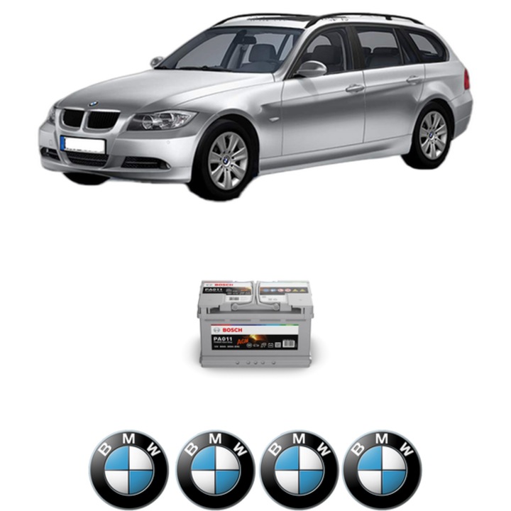 Baterie Acumulator 80 Ah 12 V 800 A BMW Seria 3 Touring (E91) 325 xi din 2007-2008 KW 160 CP 218 CMC 2996, auto, Bosch, 4x Stickere auto cu BMW