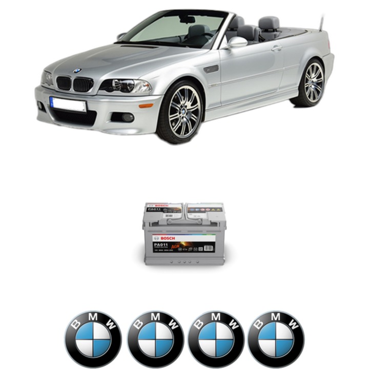 Baterie Acumulator 80 Ah 12 V 800 A BMW Seria 3 Convertible (E46) 330 Ci din 2000-2006 KW 170 CP 231 CMC 2979, auto, Bosch, 4x Stickere auto cu BMW