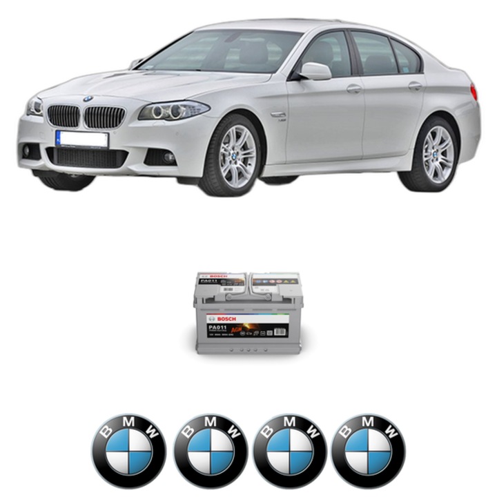 Baterie Acumulator 80 Ah 12 V 800 A BMW Seria 5 (F10) 530 d din 2011-2016 KW 190 CP 258 CMC 2993, auto, Bosch, 4x Stickere auto cu BMW