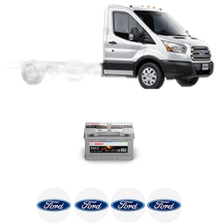 Baterie Acumulator 80 Ah 12 V 800 A FORD TRANSIT V363 Platform/Chassis (FED, FFD) 2.2 TDCi RWD din 2013-2018 KW 114 CP 155 CMC 2198, auto, Bosch, 4x Stickere auto cu FORD