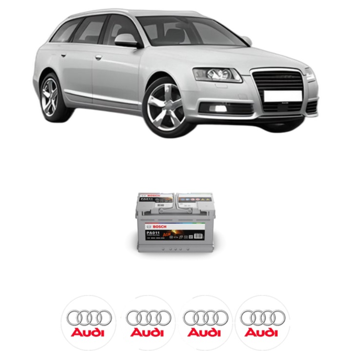 Baterie Acumulator 80 Ah 12 V 800 A AUDI A6 Allroad C6 (4FH) 3.0 TDI quattro din 2008-2011 KW 176 CP 240 CMC 2967, auto, Bosch, 4x Stickere auto cu AUDI