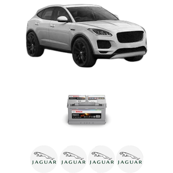 Baterie Acumulator 80 Ah 12 V 800 A JAGUAR E-PACE (X540) 2.0 D150 AWD din 2017 KW 110 CP 150 CMC 1999, auto, Bosch, 4x Stickere auto cu JAGUAR