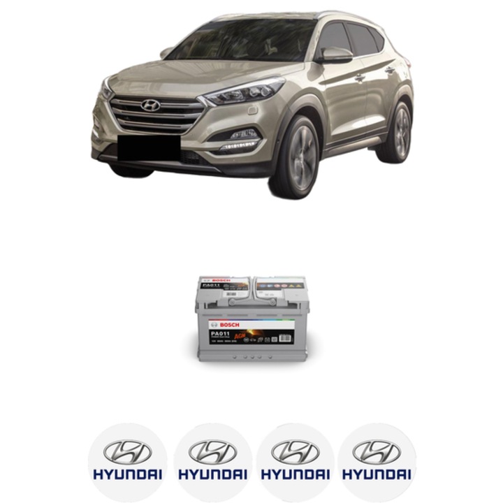 Baterie Acumulator 80 Ah 12 V 800 A HYUNDAI TUCSON (TL, TLE) 2.0 CRDi All-wheel Drive din 2015-2020 KW 100 CP 136 CMC 1995, auto, Bosch, 4x Stickere auto cu HYUNDAI