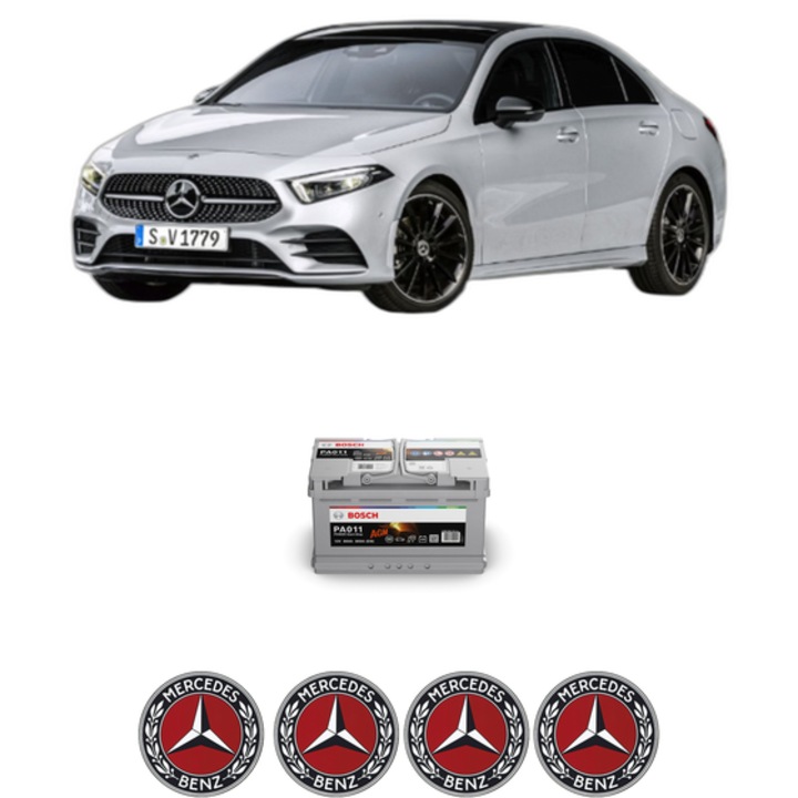 Baterie Acumulator 80 Ah 12 V 800 A MERCEDES-BENZ A-CLASS Saloon (V177) A 160 d (177.102) din 2019 KW 70 CP 95 CMC 1461, auto, Bosch, 4x Stickere auto cu MERCEDES-BENZ