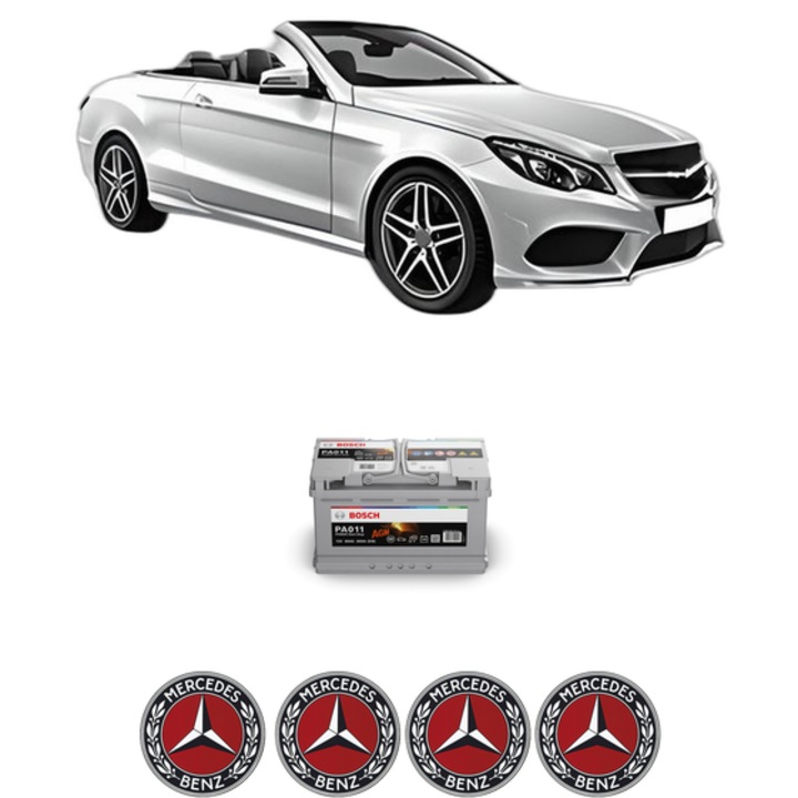 Baterie Acumulator 80 Ah 12 V 800 A MERCEDES-BENZ E-CLASS Convertible (A207) E 250 CGI (207.447) din 2010-2016 KW 150 CP 204 CMC 1796, auto, Bosch, 4x Stickere auto cu MERCEDES-BENZ