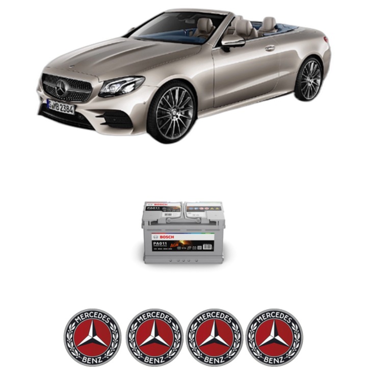Baterie Acumulator 80 Ah 12 V 800 A MERCEDES-BENZ E-CLASS Convertible (A238) E 400 d 4-matic (238.423) din 2018 KW 250 CP 340 CMC 2925, auto, Bosch, 4x Stickere auto cu MERCEDES-BENZ