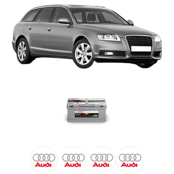 Baterie Acumulator 105 Ah 12 V 950 A AUDI A6 C6 Avant (4F5) RS6 quattro din 2008-2010 KW 426 CP 580 CMC 4991, auto, Bosch, 4x Stickere auto cu AUDI