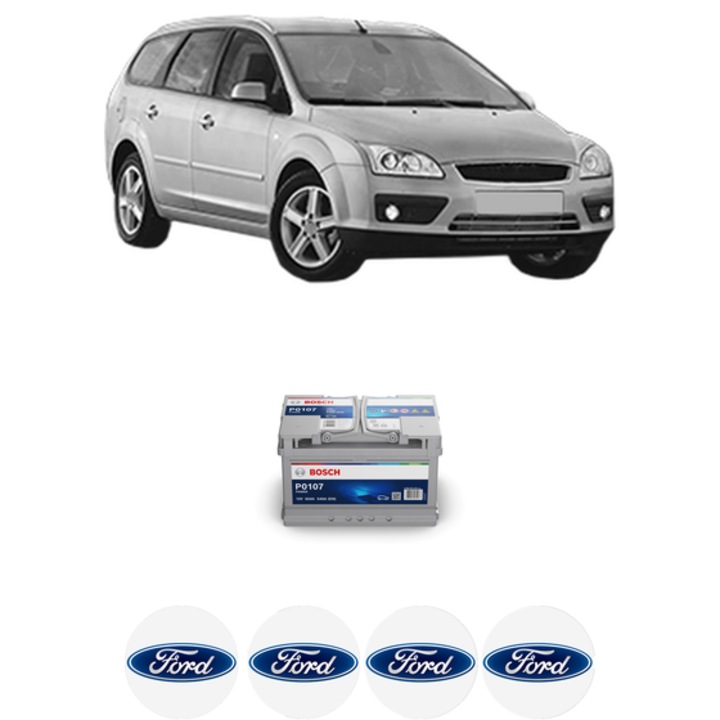 Baterie Acumulator 65 Ah 12 V 540 A FORD FOCUS II Turnier (DA_, FFS, DS) 2.0 TDCi din 2004-2012 KW 100 CP 136 CMC 1997, auto, Bosch, 4x Stickere auto cu FORD