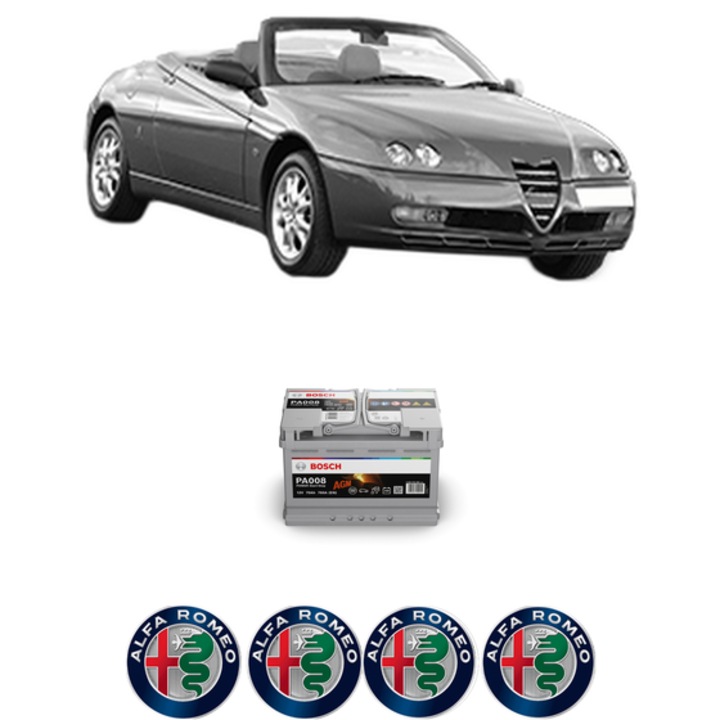 Baterie Acumulator 70 Ah 12 V 760 A ALFA ROMEO SPIDER (916_) 3.2 V6 24V (916SXB00) din 2003-2005 KW 176 CP 240 CMC 3179, auto, Bosch, 4x Stickere auto cu ALFA ROMEO