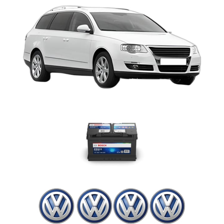 Baterie Acumulator 85 Ah 12 V 740 A Volkswagen PASSAT B6 Variant (3C5) 2.0 TDI din 2005-2006 KW 90 CP 122 CMC 1968, auto, Bosch, 4x Stickere auto cu Volkswagen