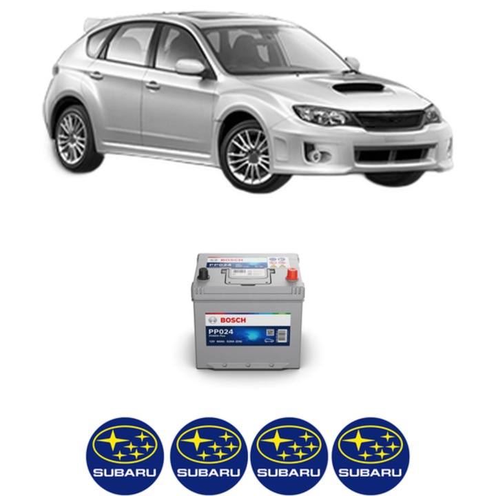 Baterie Acumulator 60 Ah 12 V 520 A SUBARU IMPREZA Hatchback (GP_) 1.6 i AWD din 2012 KW 84 CP 114 CMC 1600, auto, Bosch, 4x Stickere auto cu SUBARU