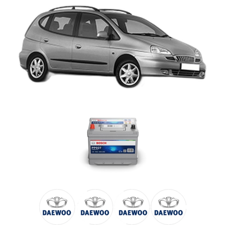 Baterie Acumulator 70 Ah 12 V 540 A DAEWOO TACUMA / REZZO (U100) 1.8 din 2000 KW 72 CP 98 CMC 1761, auto, Bosch, 4x Stickere auto cu DAEWOO