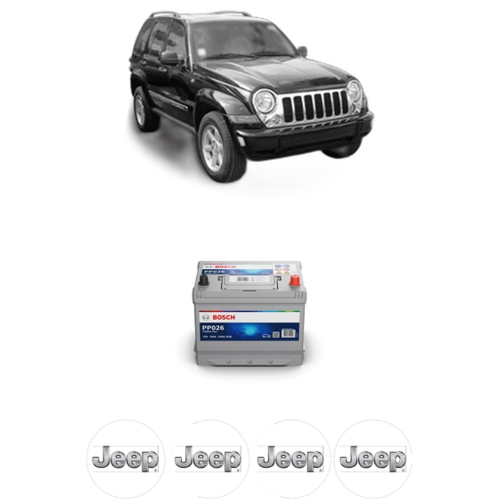 Baterie Acumulator 70 Ah 12 V 540 A JEEP CHEROKEE (KJ) 3.7 4x4 din 2001-2008 KW 155 CP 211 CMC 3698, auto, Bosch, 4x Stickere auto cu JEEP