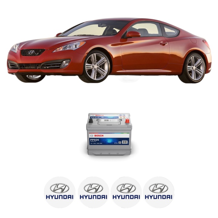 Baterie Acumulator 70 Ah 12 V 540 A HYUNDAI GENESIS Coupe 3.8 V6 din 2011-2014 KW 255 CP 347 CMC 3778, auto, Bosch, 4x Stickere auto cu HYUNDAI